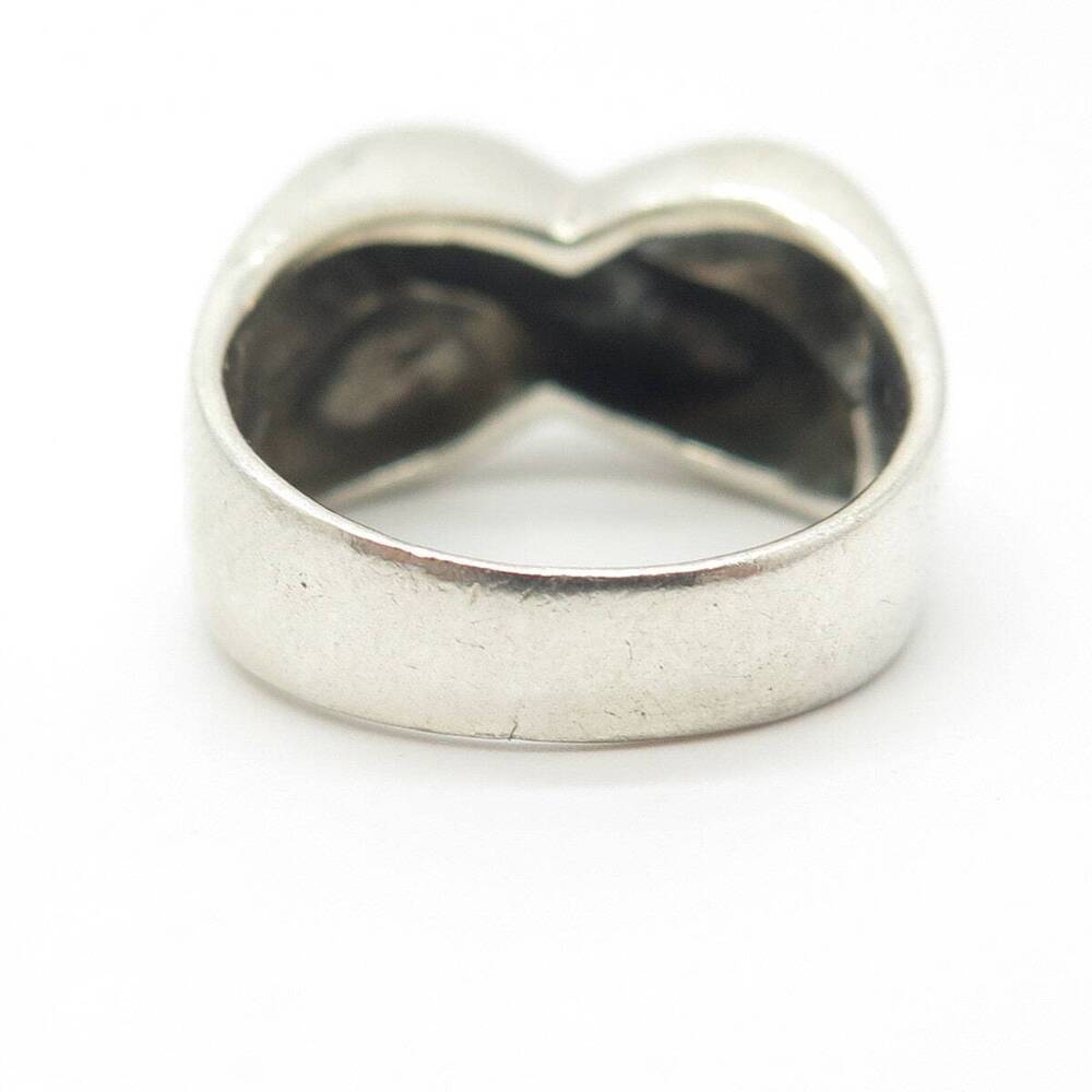 925 Sterling Silver Vintage Wide Crisscross Cocktail Ring Size 8.25 - Picture 5 of 8
